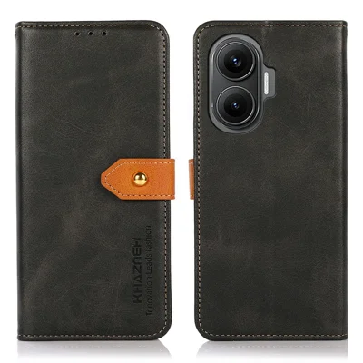 KHAZNEH For Xiaomi Redmi Turbo 4 Pro 5G  /  Poco F7 5G Wallet Phone Case Stand Leather Flip Cover - Black