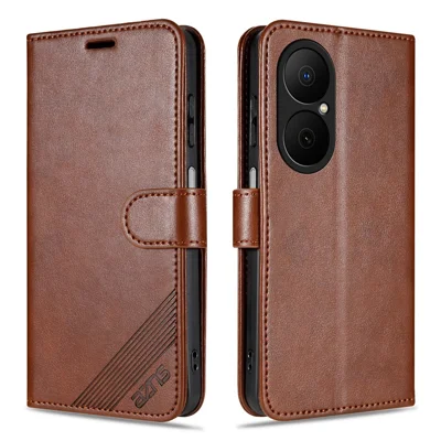 AZNS For Huawei Enjoy 80 Case Anti-Scratch PU Leather Stand Wallet Phone Cover - Brown