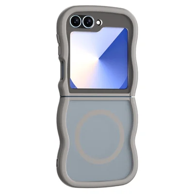 Phone Case for Samsung Galaxy Z Flip7 FE 5G / Z Flip6 5G / Flip5 5G Magnetic Case TPU + PC Back Cover Skin Touch Wave Shape - Grey