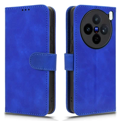 For vivo X200s 5G Leather Case Skin Feel Anti Drop Wallet Flip Phone Cover - Blue