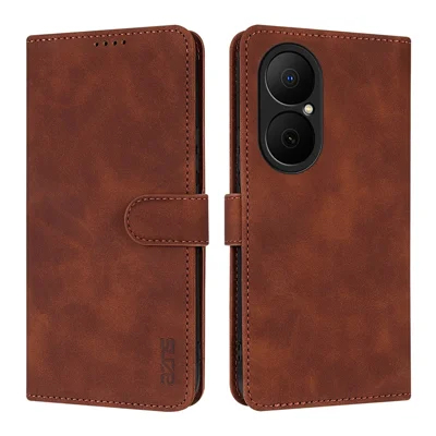AZNS For Huawei Enjoy 80 Case PU Leather Wallet Phone Cover - Brown