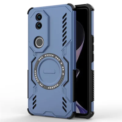 For vivo V50 5G Magnetic Case Butterfly Armor Hollow Heat Dissipation PC + TPU Phone Cover - Blue