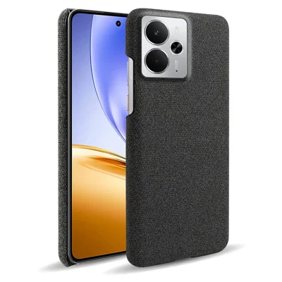 For Realme 14 5G Phone Case Cloth Texture Anti-Scratch Protective PC Back Cover - Black