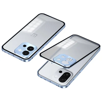 For OnePlus 13T 5G Matte Case Aluminium Alloy + PC Phone Cover Pop-Up Snap Lock - Blue