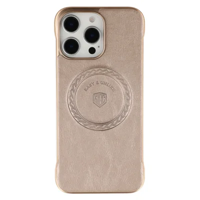 KIGC For iPhone 15 Pro Max Magnetic Case Electroplating PC + PU Phone Back Cover - Gold