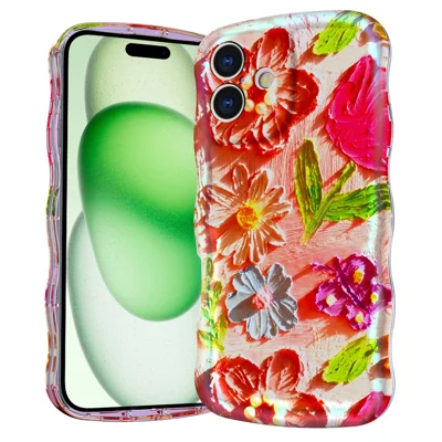 For iPhone 16 Plus Magnetic Case Wave Edge Glitter TPU Phone Back Cover - GWL10224