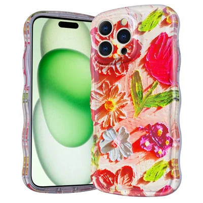 For iPhone 16 Pro Max Magnetic Case Wave Edge Glitter TPU Phone Back Cover - GWL10224
