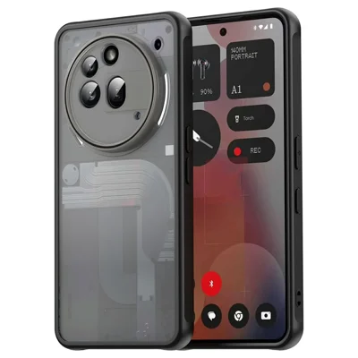 For Nothing Phone (3a) Pro Case Drop Proof Airbags Frosted Translucent PC + TPU Phone Back Cover - Black