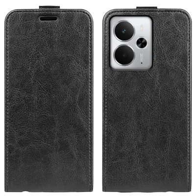 For Realme 14 5G Case with Card Slots Vertical Flip Leather Phone Cover - Black