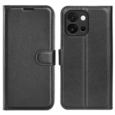 For OnePlus 13T 5G Case Litchi Texture Shockproof Leather Wallet Phone Cover - Black