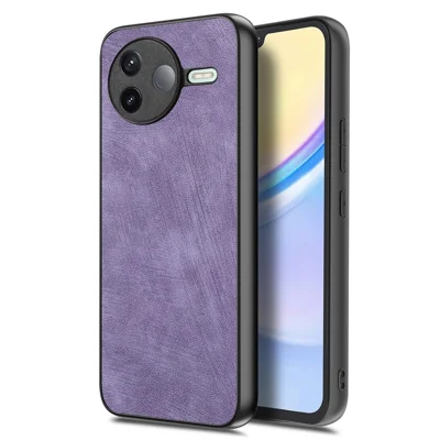 For Xiaomi Poco F7 Pro 5G / Xiaomi Redmi K80 5G Case Shockproof Slim Retro Leather Phone Back Cover - Purple