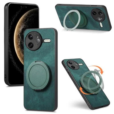 For Xiaomi Poco F7 Ultra 5G / Xiaomi Redmi K80 Pro 5G Phone Case with Rotating Kickstand Stress Relief Retro Leather Back Cover - Green
