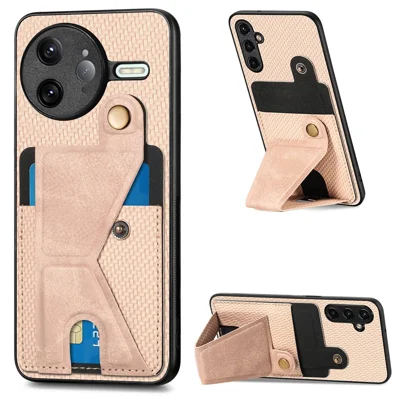 For Xiaomi Poco F7 Ultra 5G / Xiaomi Redmi K80 Pro 5G Case with K-Shaped Kickstand Leather Phone Back Cover - Yellow