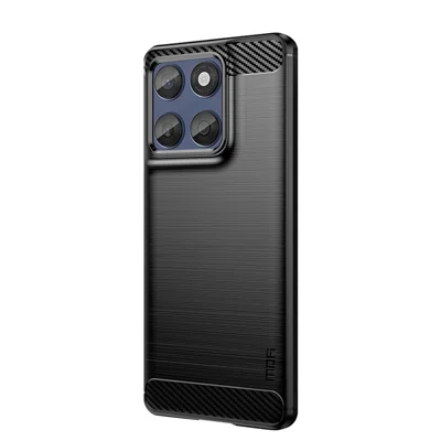 MOFI For Motorola Edge 60 Fusion 5G Back Cover Brushed Texture Carbon Fiber Soft TPU Case - Black