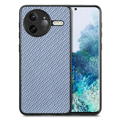 For Xiaomi Poco F7 Ultra 5G / Xiaomi Redmi K80 Pro 5G Case Carbon Fiber Texture PU+PC+TPU Phone Back Cover - Blue
