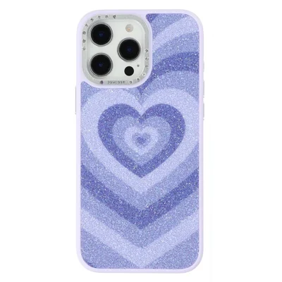 JAUCASE For iPhone 15 Pro Max Magnetic Case Heart Pattern PU + TPU + PC Phone Back Cover - Purple