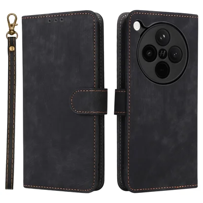 For Oppo Find X8s+ 5G Case Wallet RFID Blocking PU Leather Phone Cover Stand with Strap - Black