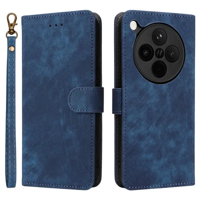For Oppo Find X8s+ 5G Case Wallet RFID Blocking PU Leather Phone Cover Stand with Strap - Blue