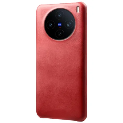 For vivo X200s 5G Case Calf Texture PU Leather Hard PC Protective Phone Cover - Red