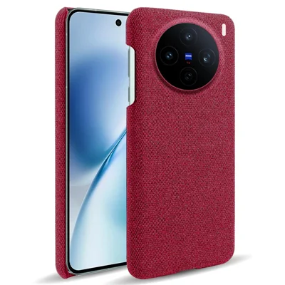 For vivo X200s 5G Phone Case Cloth Texture Anti-Scratch Protective PC Back Cover - Red