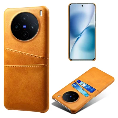 For vivo X200s 5G Case Dual Card Slots PU Leather + Hard PC Phone Cover - Orange