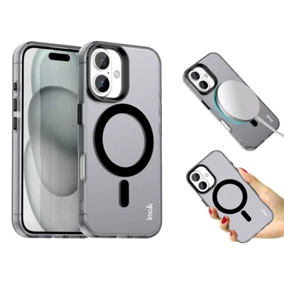 IMAK For iPhone 16 Plus Case Compatible with MagSafe Candy Color Anti Drop TPU + PET Back Cover - Black