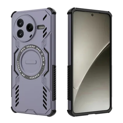 For Xiaomi Redmi K80 5G  /  Poco F7 Pro 5G Magnetic Case Butterfly Armor Hollow Heat Dissipation PC + TPU Phone Cover - Purple