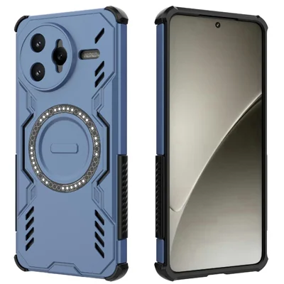 For Xiaomi Redmi K80 Pro 5G  /  Poco F7 Ultra 5G Magnetic Case Butterfly Armor Hollow Heat Dissipation PC + TPU Phone Cover - Blue