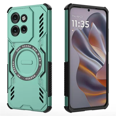Magnetic Case For Motorola Edge 60 Neo 5G / Edge 50 Neo 5G / Moto S50 5G / Thinkphone 25 5G Butterfly Armor Hollow Heat Dissipation PC + TPU Phone Cover - Green