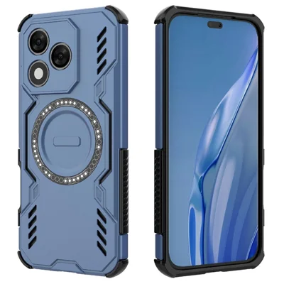 För Honor 400 Lite 5G Magnetisk Skal Fjäril Armour Hålig Värmeavledning PC + TPU Mobilskal - Blå
