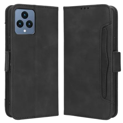 For T-Mobile REVVL 6 5G / Telekom T Phone 5G / T-Mobile T Phone 5G Multiple Card Slots PU Leather Full Protection Cover Phone Stand Wallet Case - Black