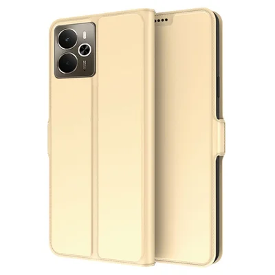 For 	Realme 14 5G Case Shockproof TPU Inner Shell Leather Phone Cover Card Slot - Gold