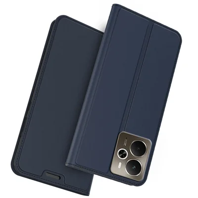 For Realme 14 5G Case PU Leather Phone Cover with Card Holder Stand - Blue