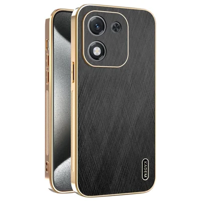 KADEM til Honor X70i hylster med elektropladering og silketekstur i PU + TPU bagside - Sort