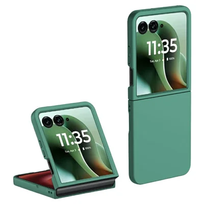 Skin-Touch Case for Motorola Razr 70 Ultra / 60 Ultra 5G / Razr Ultra 2026 5G / 2025 5G Texture Hard PC Folding Phone Cover - Dark Green