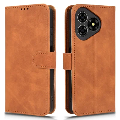 For Ulefone Note 19 Leather Case Skin Feel Anti Drop Wallet Flip Phone Cover - Brown