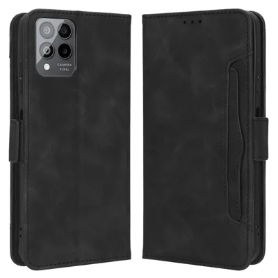 For T-Mobile REVVL 6 Pro 5G 5G / Telekom T Phone Pro 5G / T-Mobile T Phone Pro 5G PU Leather Protective Cover Multiple Card Slots Foldable Stand Phone Wallet Case - Black