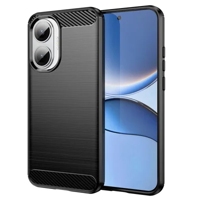 For Xiaomi Poco F7 5G / Redmi Turbo 4 Pro 5G Case Protective Phone Cover Carbon Fiber Texture Brushed - Black