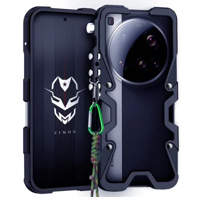 For Xiaomi 15 Ultra Bumper Case Aluminium Alloy Metal Phone Shell Cover with Strap - Black