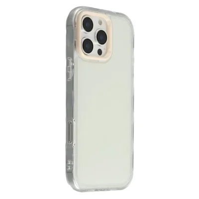 For iPhone 16 Pro Max Case Inner Wave Pattern TPU + Acrylic Phone Cover - Beige