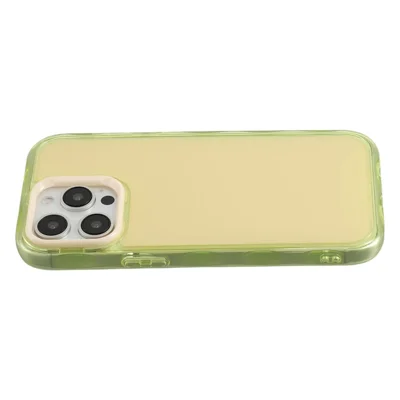 iPhone 15 Pro hoesje met binnenste golfpatroon TPU + acryl telefoonhoes - Geel