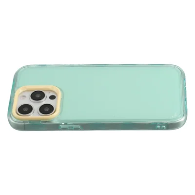For iPhone 14 Pro Max Case Inner Wave Pattern TPU + Acrylic Phone Cover - Green