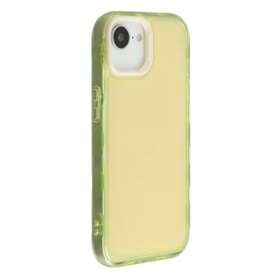 Voor iPhone 16e hoesje met binnenste golfpatroon TPU + acryl telefoonhoes - Geel