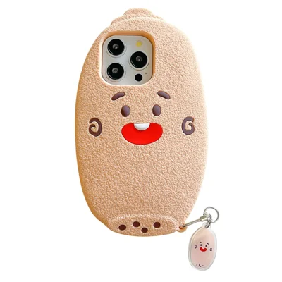 For iPhone 16 Pro Silicone Case Cute Lotus Root Design Shockproof Phone Back Cover with Charm