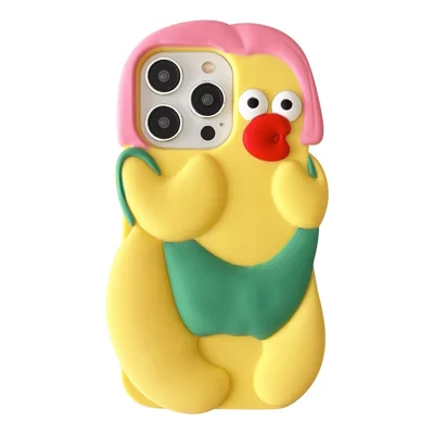 For iPhone 15 Pro Silicone Case Cute Chicken Design Shockproof Phone Back Cover