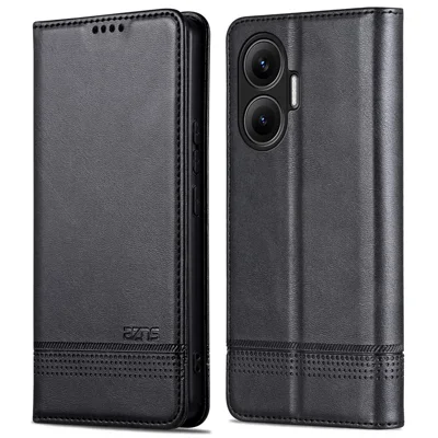 AZNS For Xiaomi Poco F7 5G  /  Redmi Turbo 4 Pro 5G Case Cowhide Texture PU Leather Wallet Phone Cover - Black