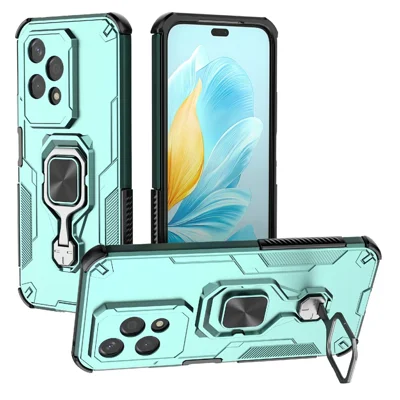 For Honor 200 Lite Case Rotatable Ring Kickstand PC + TPU Shockproof Phone Cover - Green
