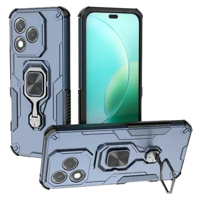 Fodral för Honor 400 Lite 5G, roterbar ring med ställfot, chockabsorberande hårdfodral i PC + TPU – marinblått