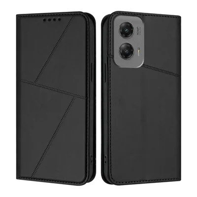 For Motorola Moto G Stylus 5G (2024) Wallet Case Magnetic Closure Leather Flip Phone Cover with Stand - Black