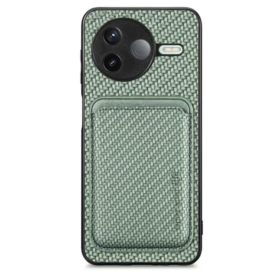 For Xiaomi Poco F7 Pro 5G / Xiaomi Redmi K80 5G Case Magnetic Detachable Card Holder Phone Back Cover - Green